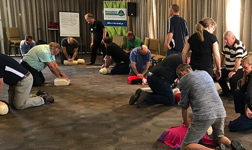 Students at our deagon location practice giving CPR