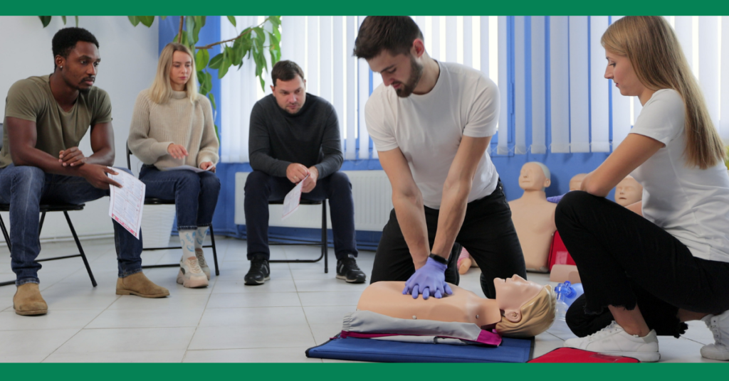 a man gets hands on cpr practice