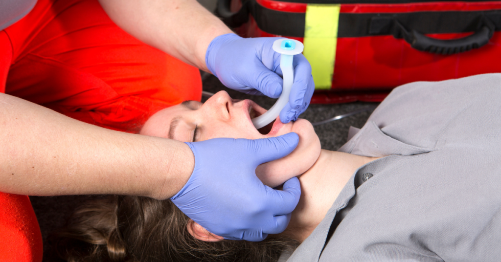 an opa airway adjunct is inserted into a persons airways
