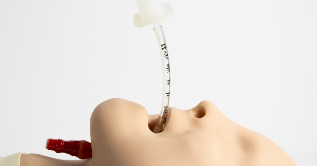 an endotracheal tube applied to a manakin