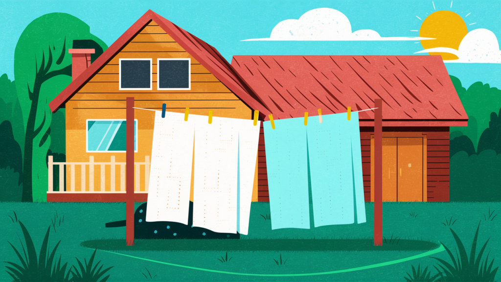 an illustration of airing laundry at a queenslander home