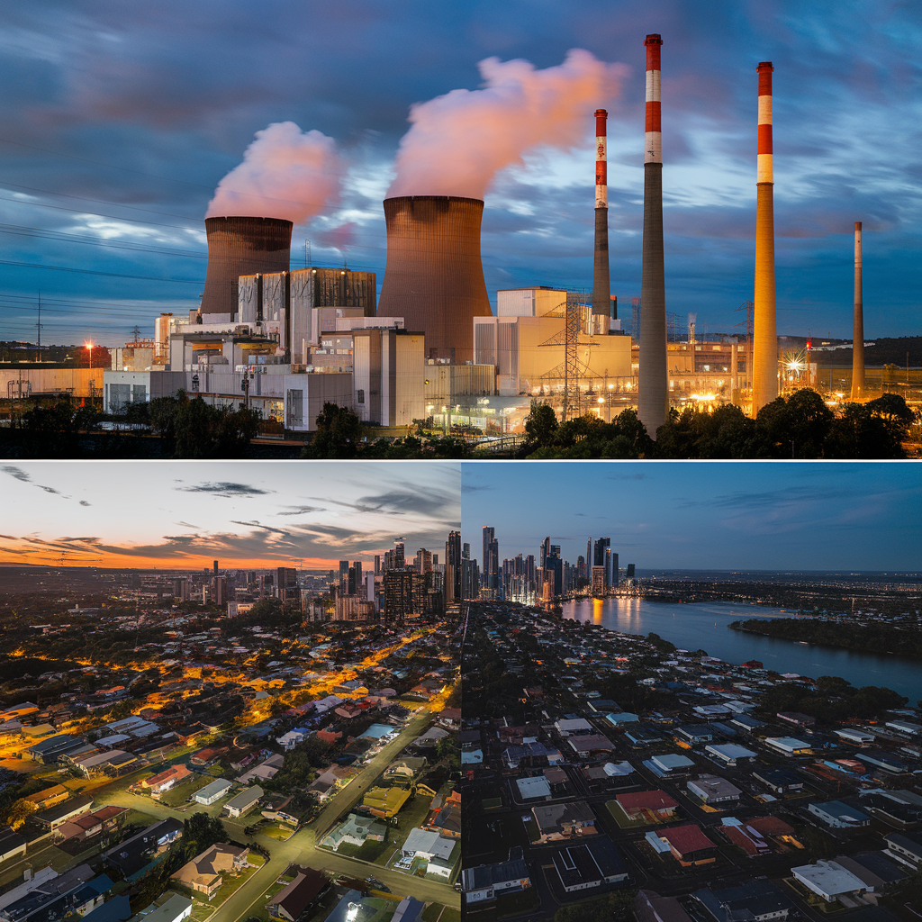 a power station turns off and so do the lights of brisbane city