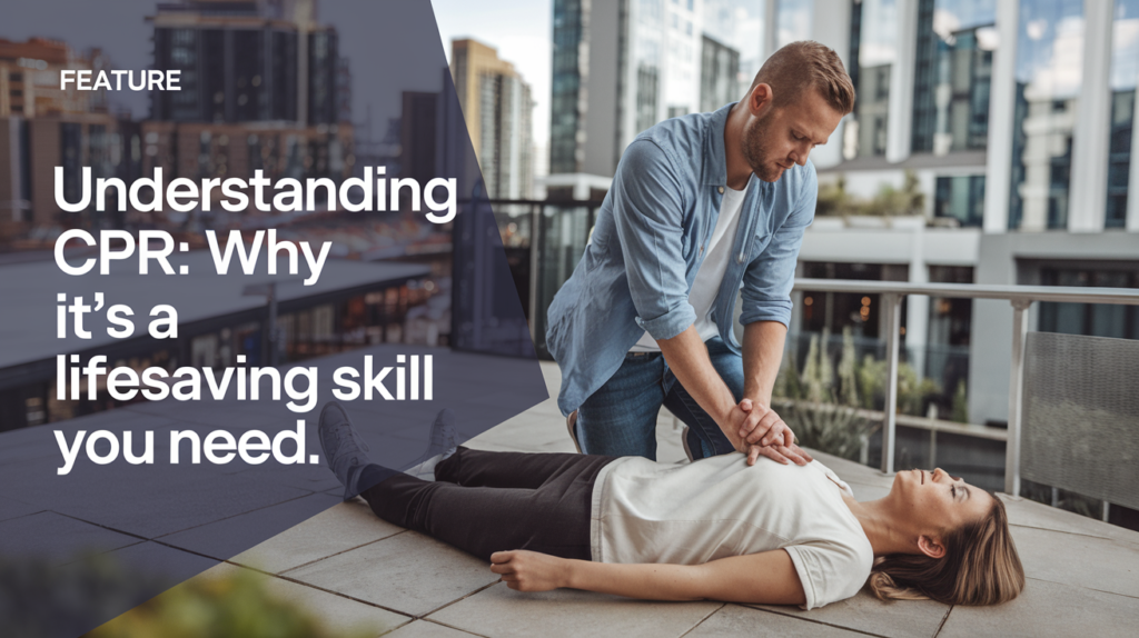 blog feature image with title text and someone giving cpr on a patio